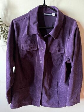 Cuddl Duds Deep Purple Suede-Look Button Front Jacket